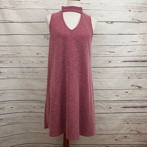 Alya Red & Pink Ribbed Sleeveless Dress Size L